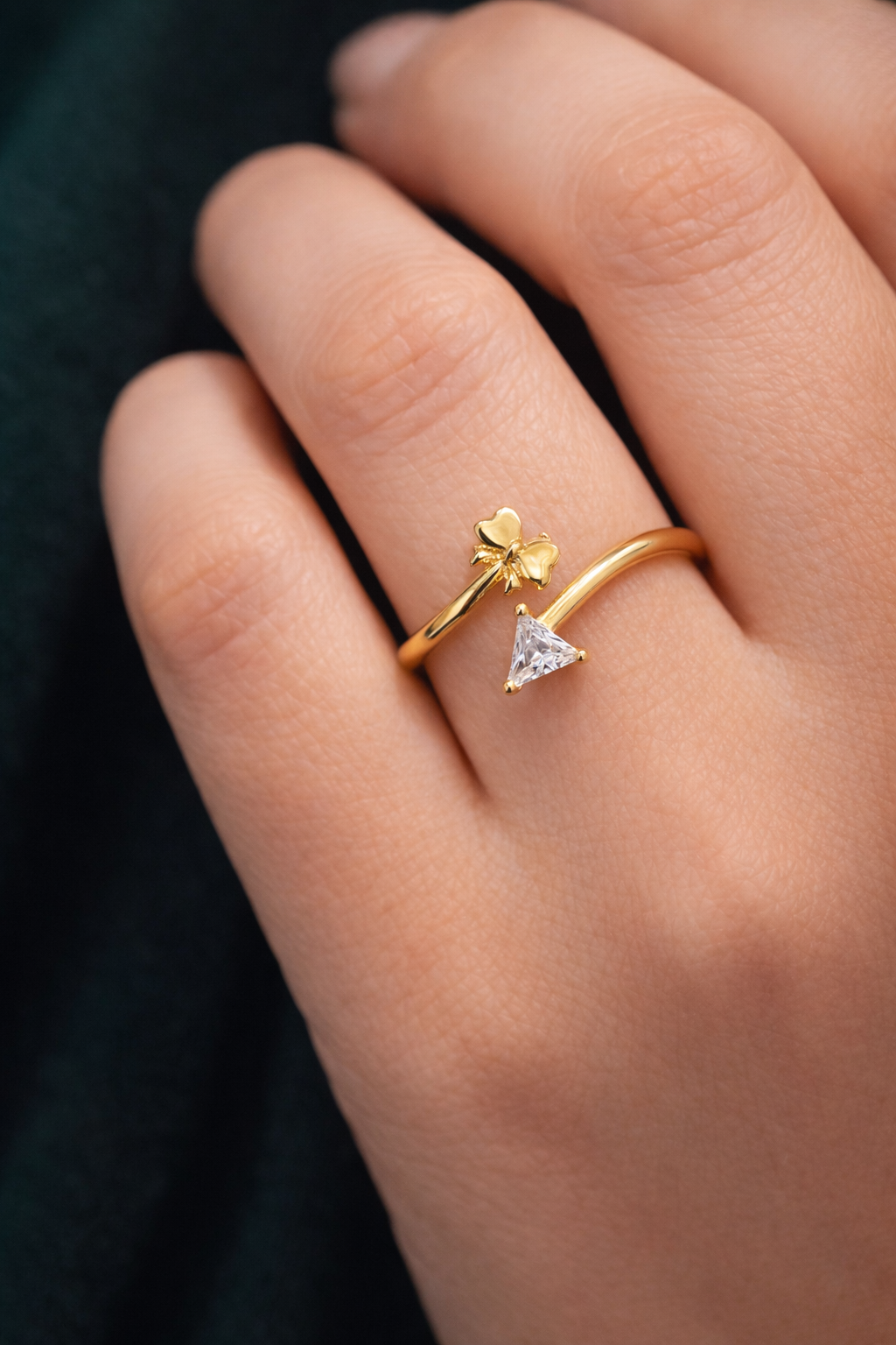 Lucky Clover Crystal Ring