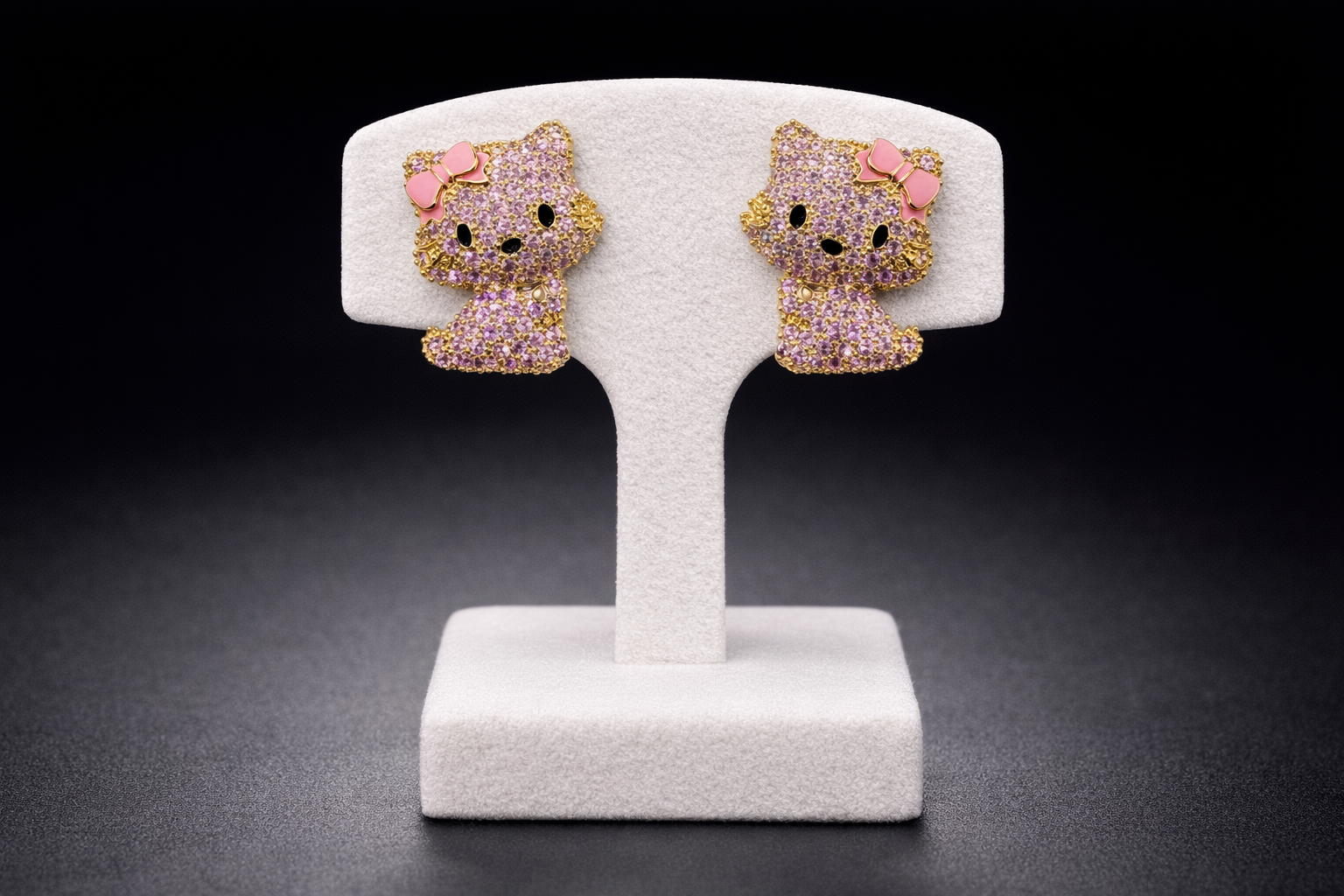 Pink Kitty Sparkle Earrings