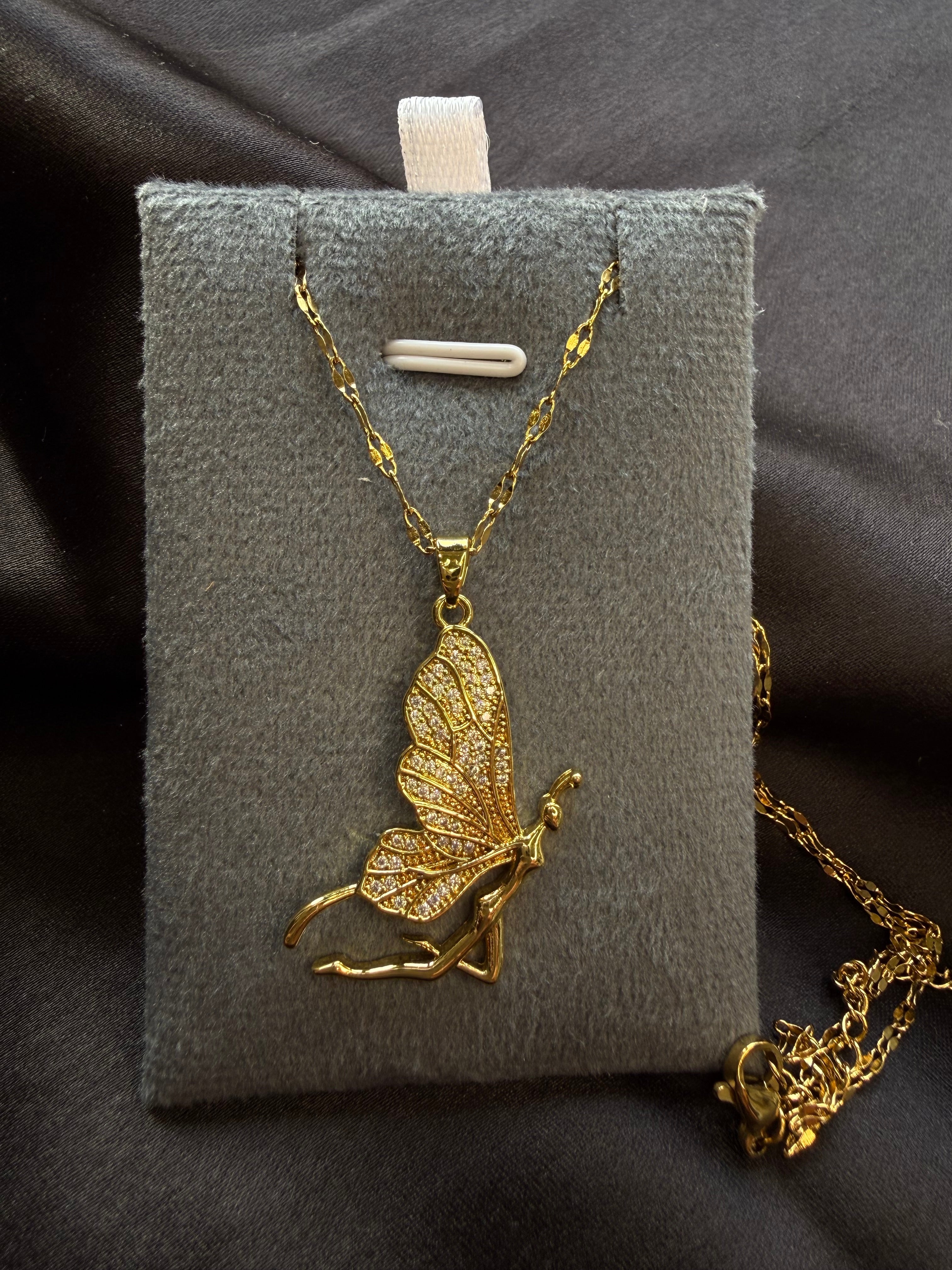 Golden Butterfly Sparkle Necklace