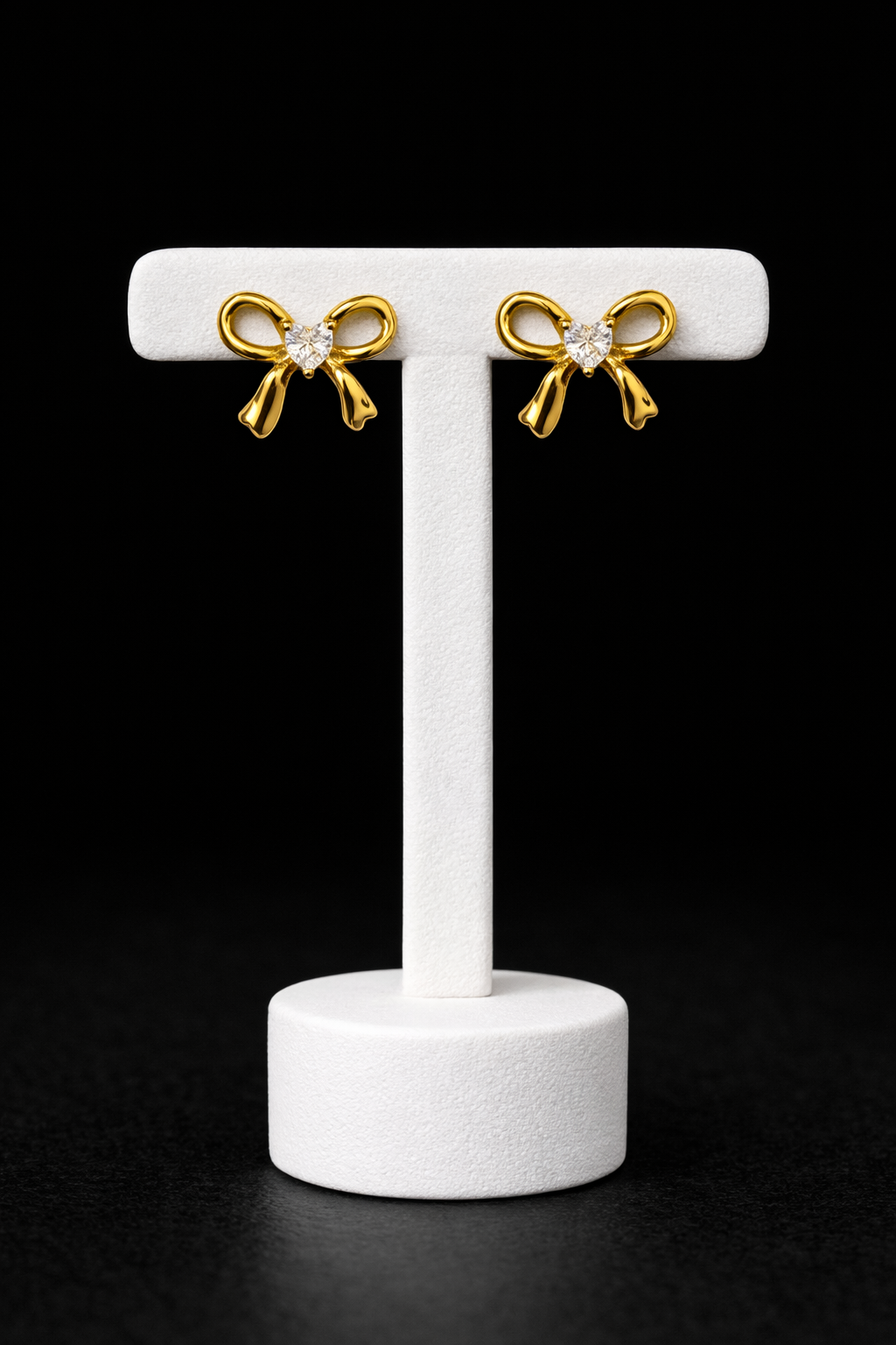 Golden Bow Heart Earrings