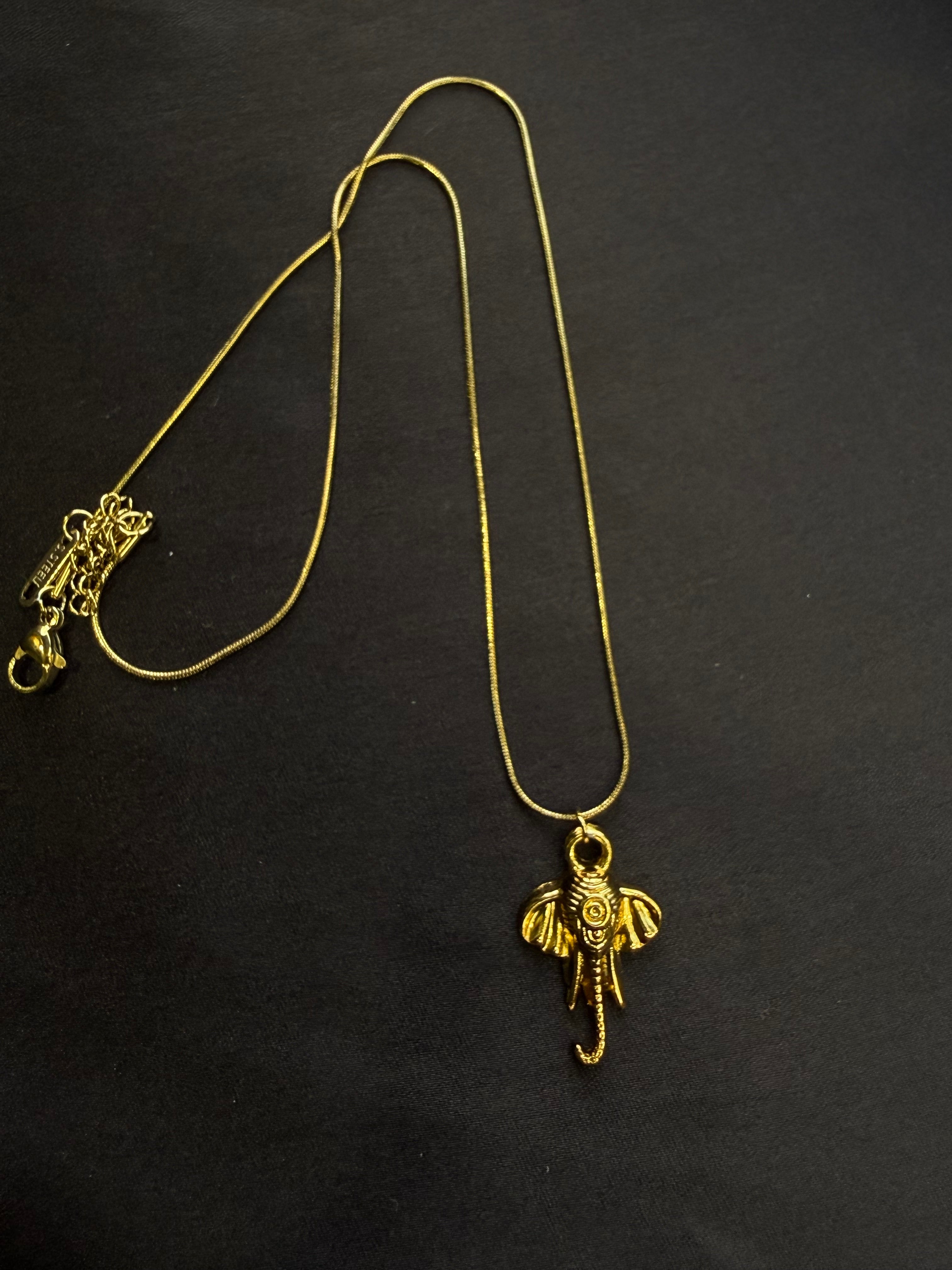 Golden Elephant Pendant Necklace