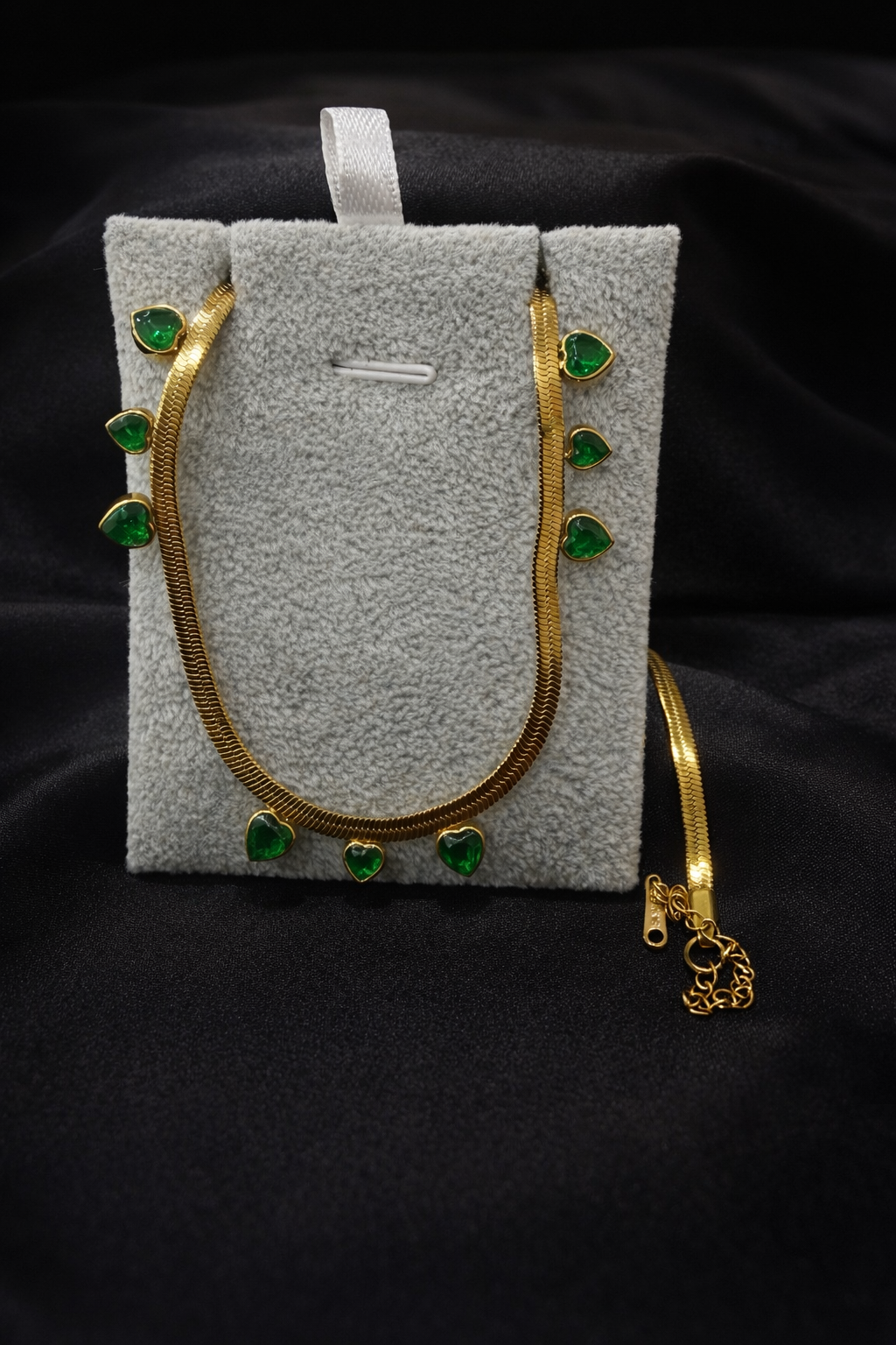 Emerald Heart Charm Necklace