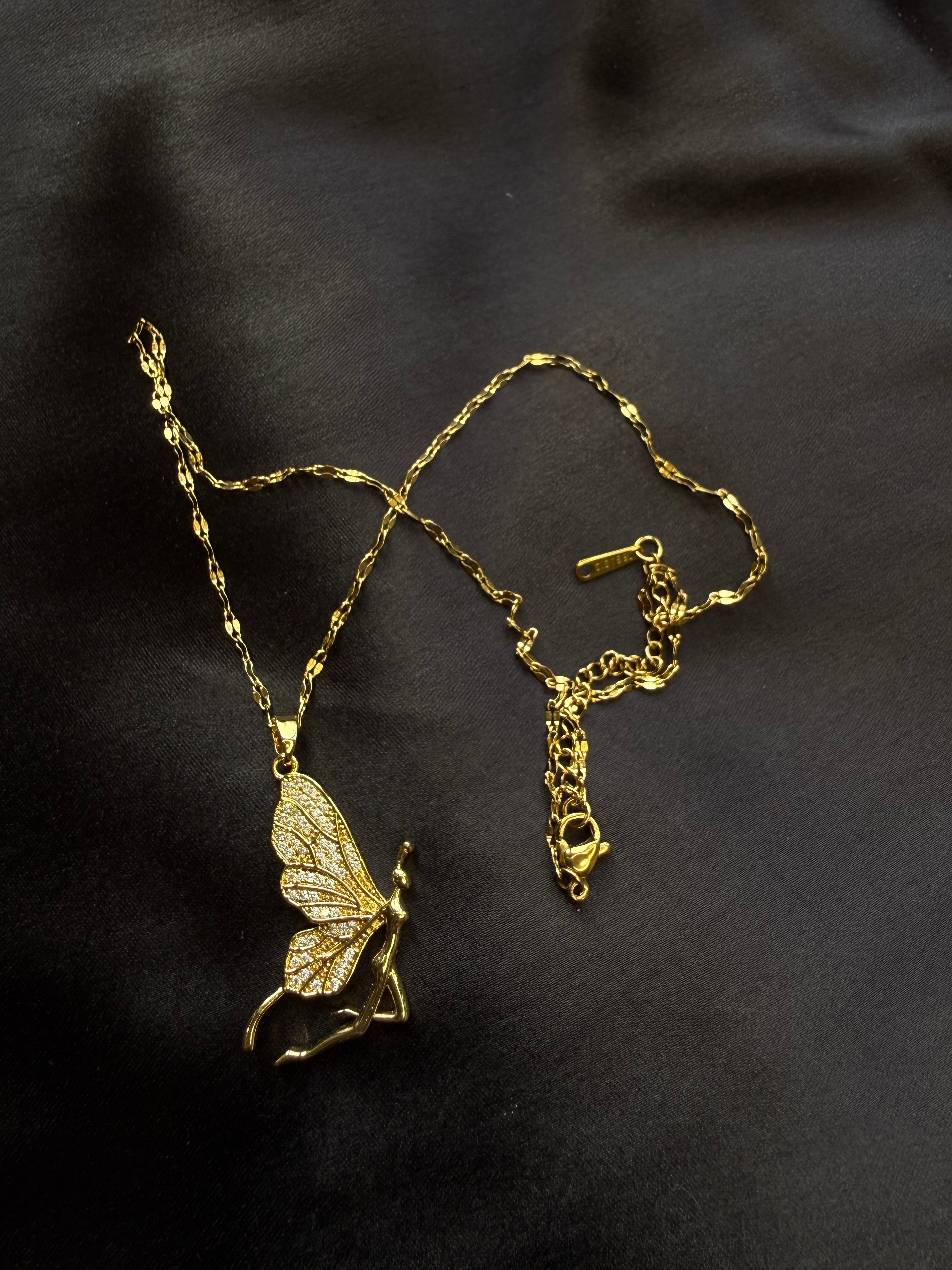 Golden Butterfly Sparkle Necklace
