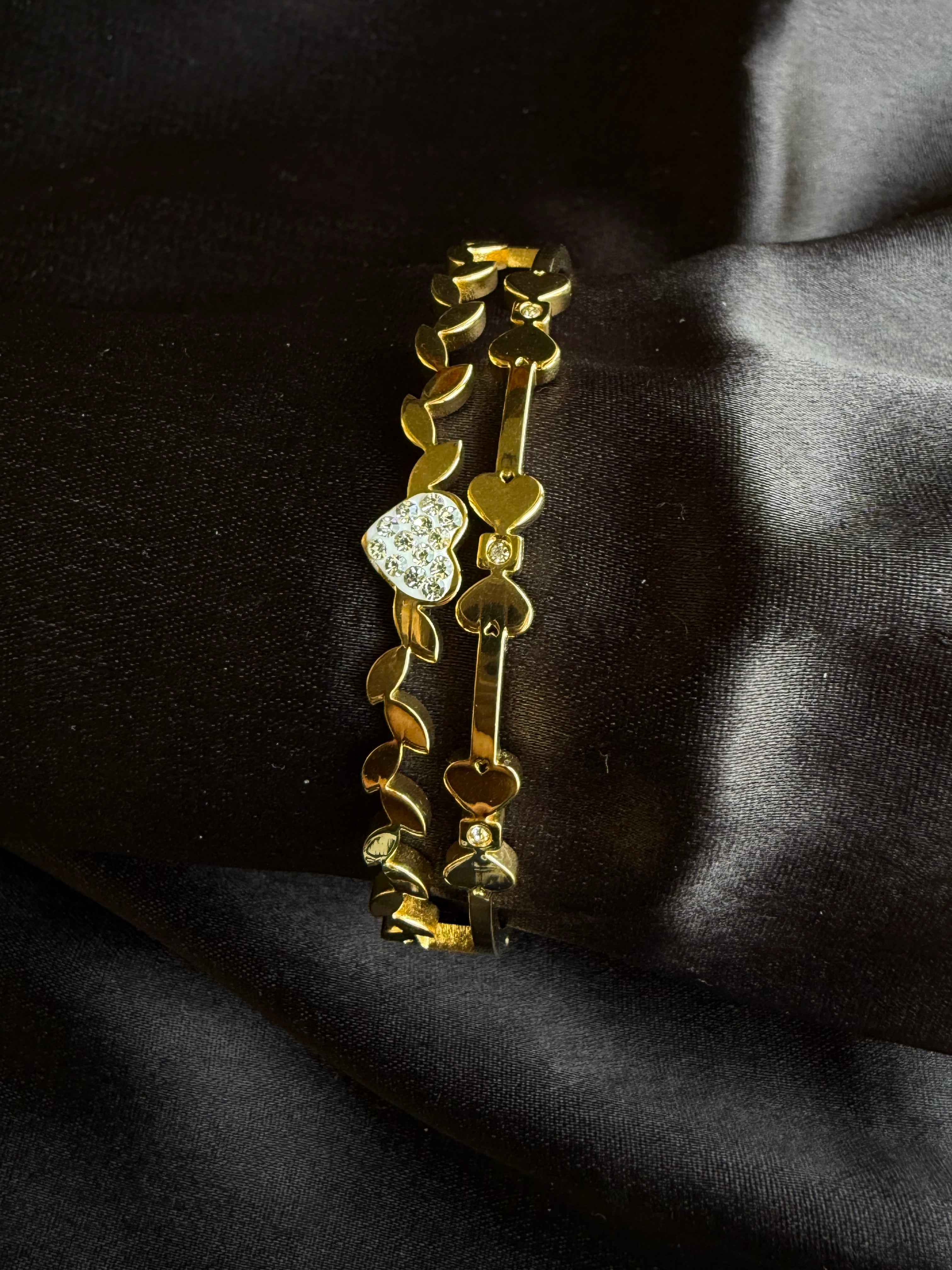 Amora Heart Diamond Gold Bangle