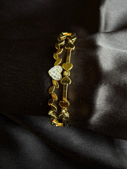 Amora Heart Diamond Gold Bangle
