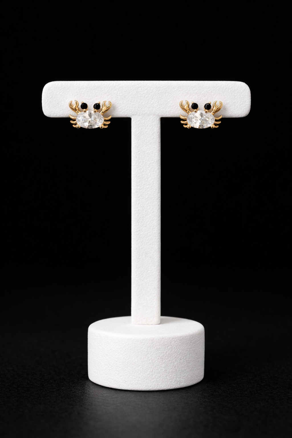 Golden Crab Crystal Stud Earrings