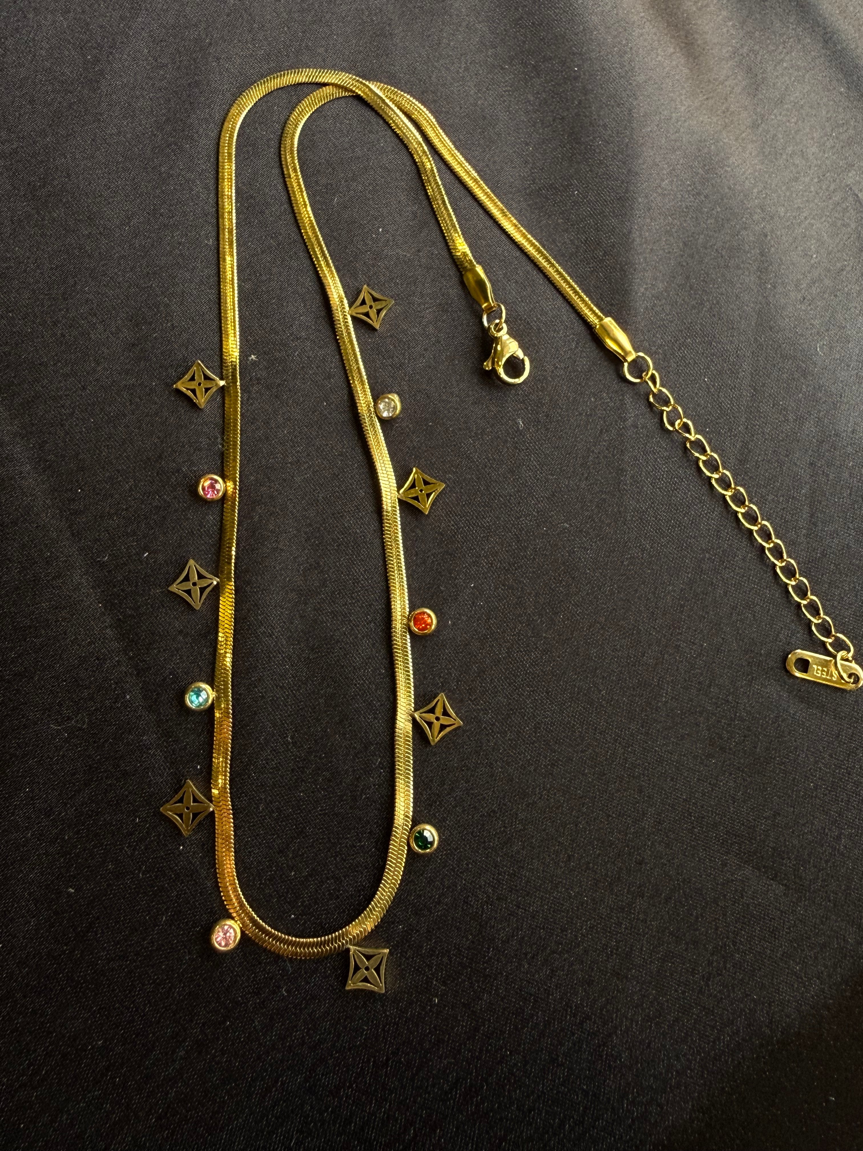 Gold Charm Gold Snake Chain Necklace