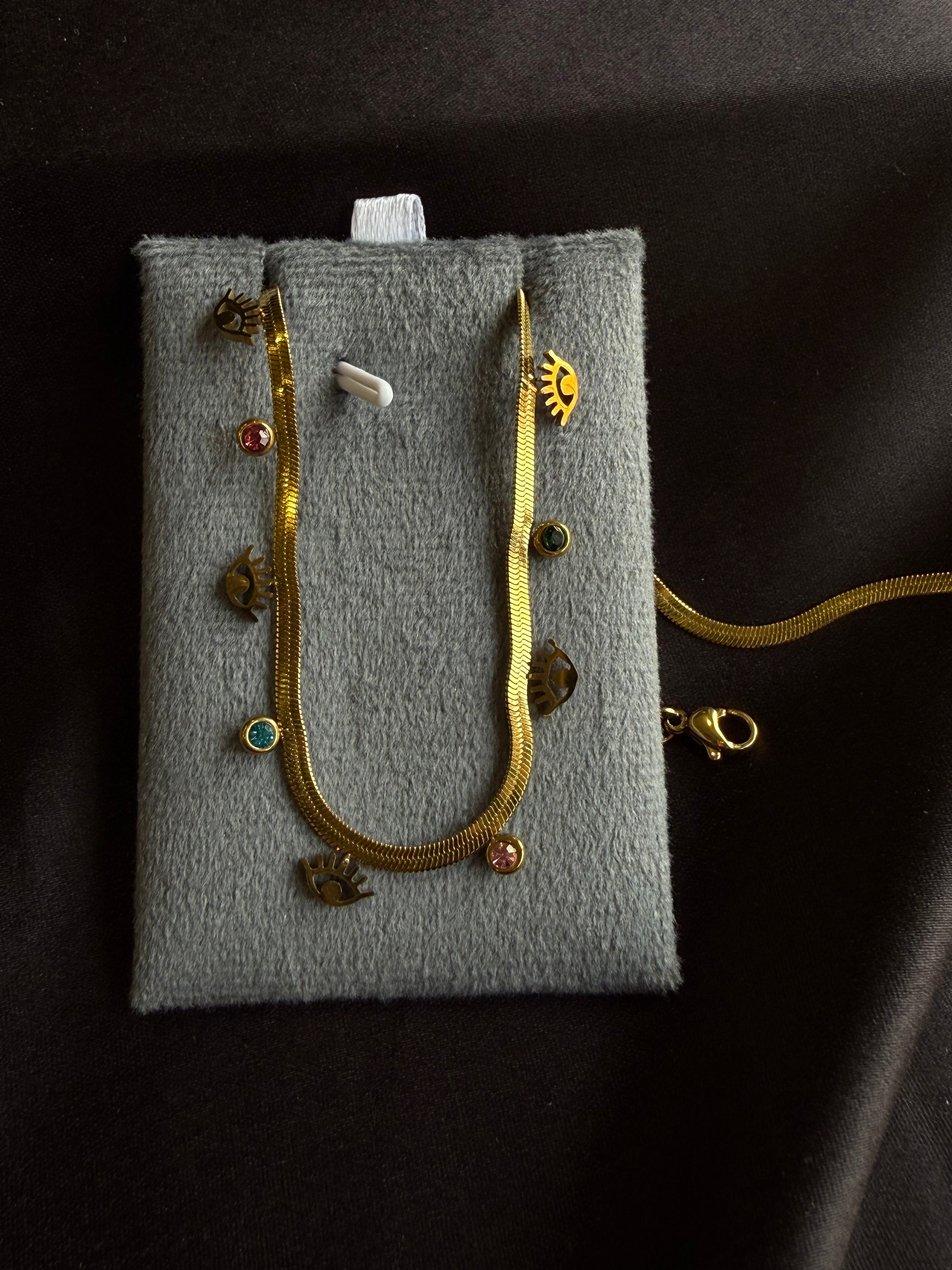 Gold Charm Gold Snake Chain Necklace