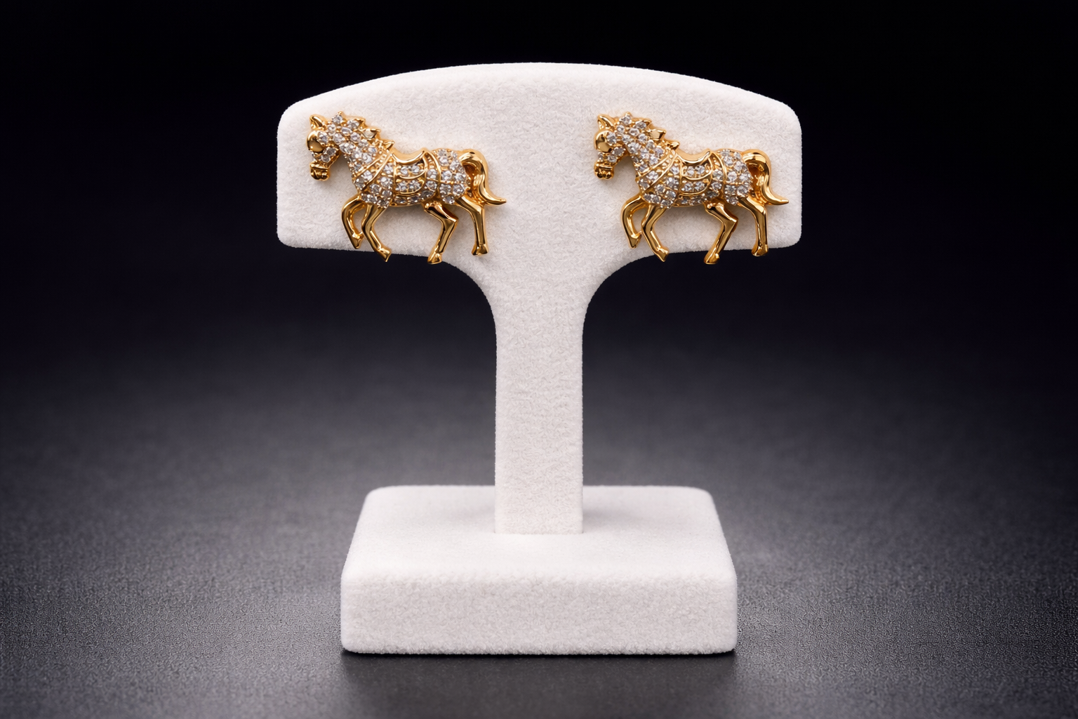 Golden Majesty Horse Earrings