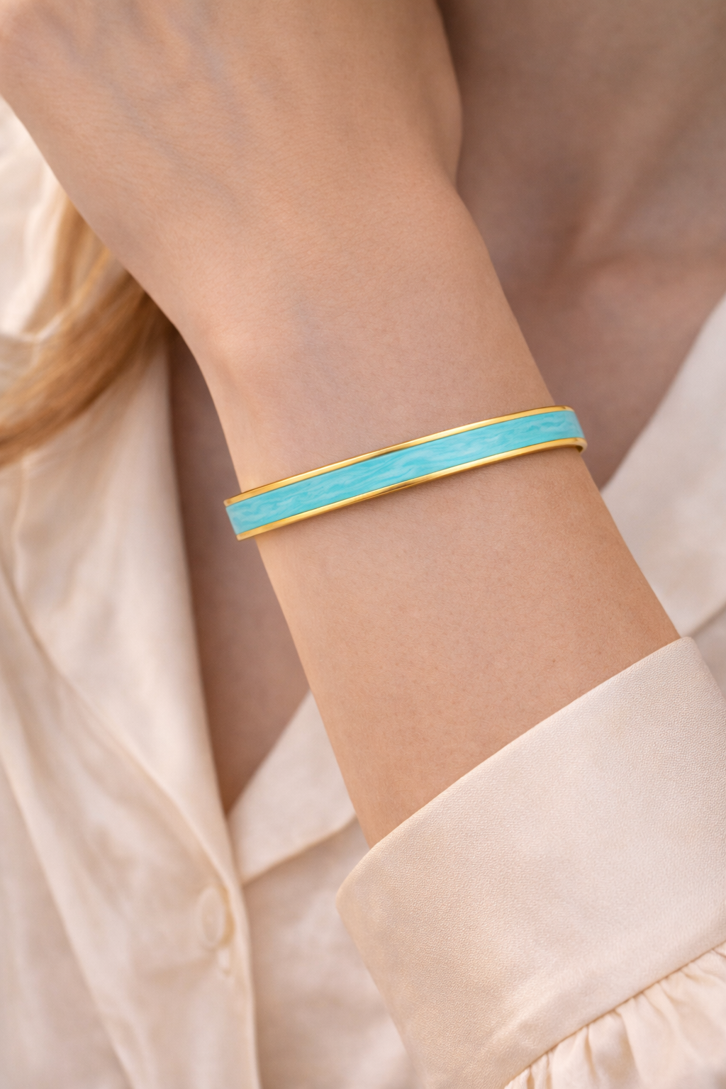 Slim Enamel Gold Bangle