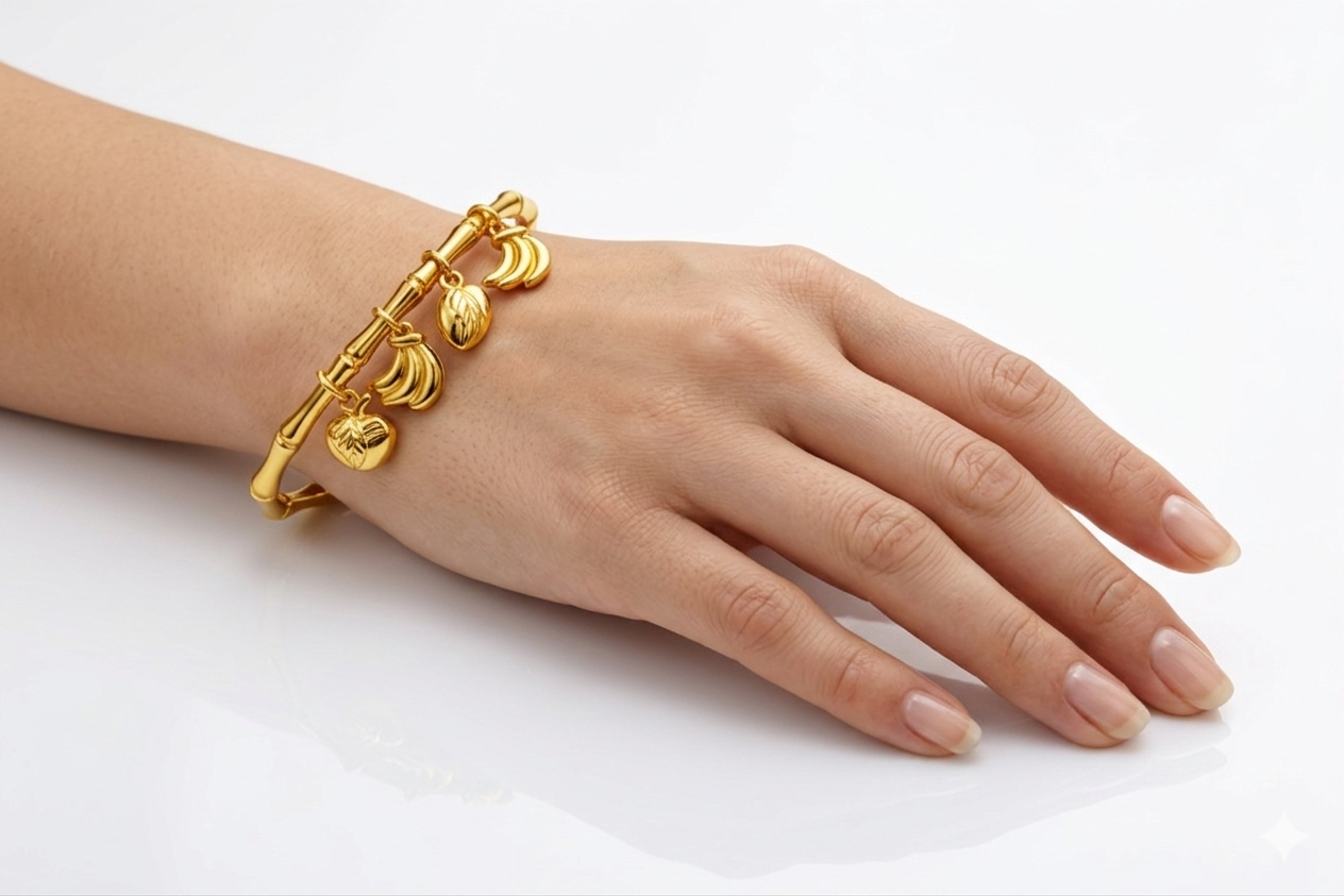 Fruit Delight Gold Charm Bangle