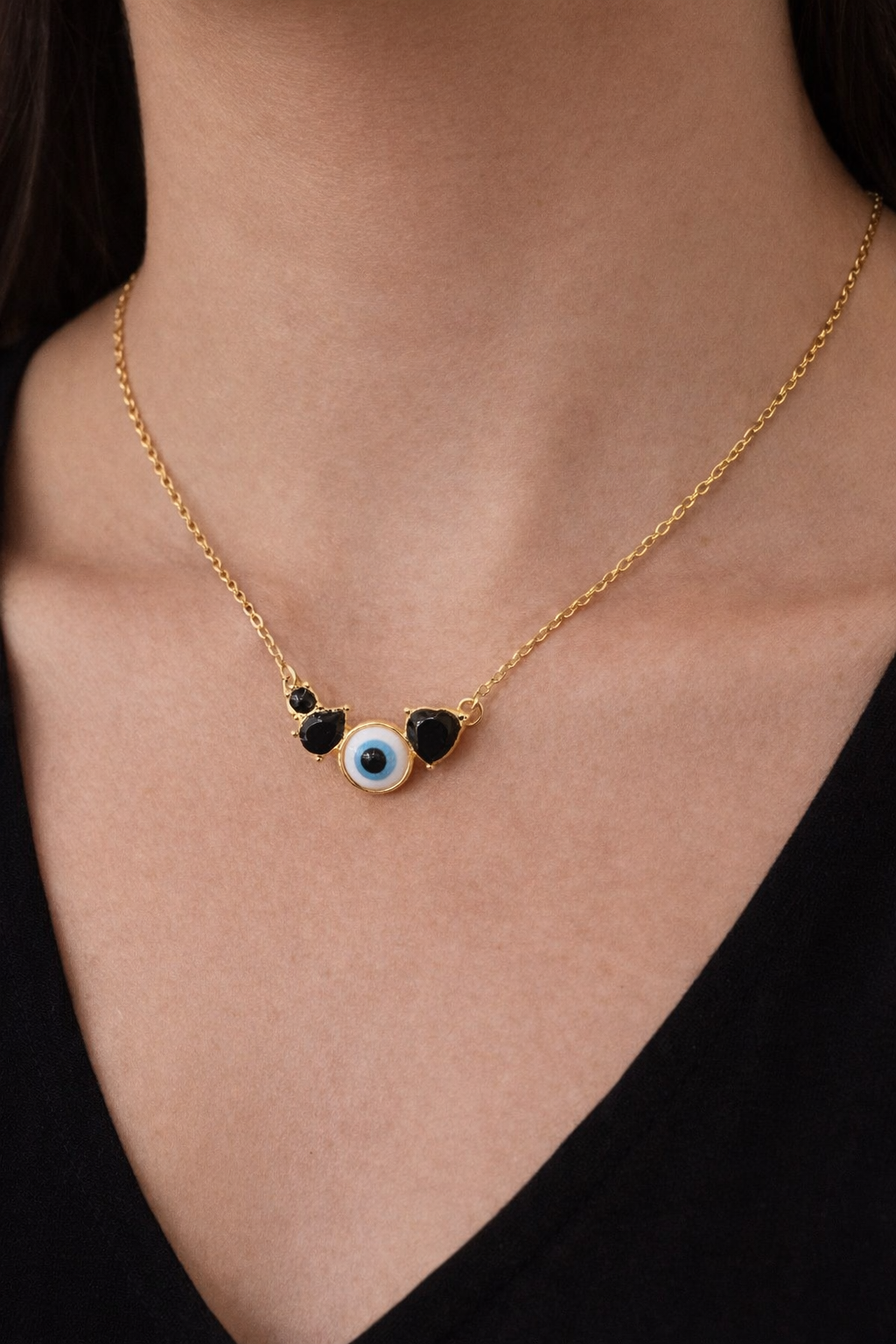 Evil Eye Heart Charm Necklace