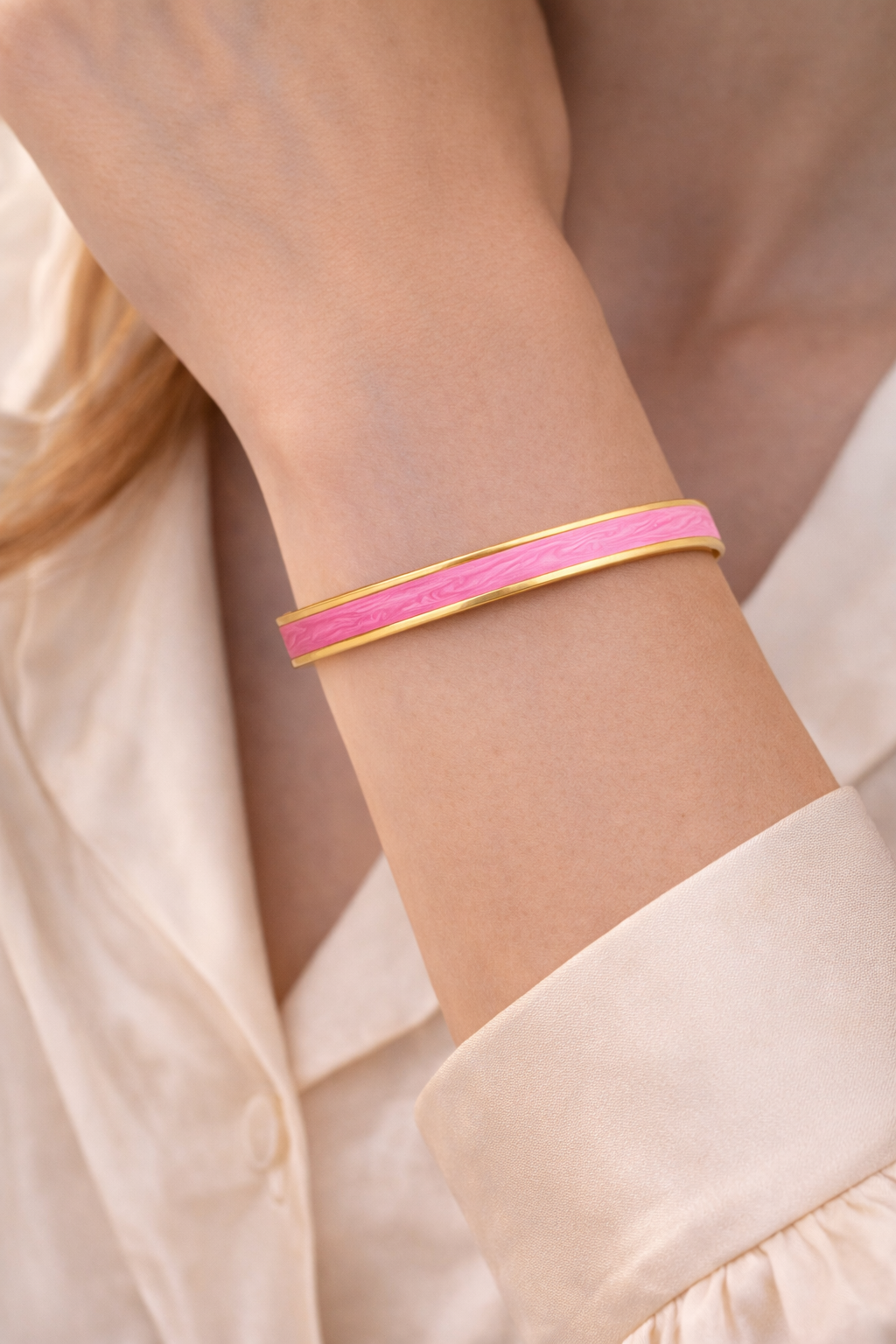 Slim Enamel Gold Bangle