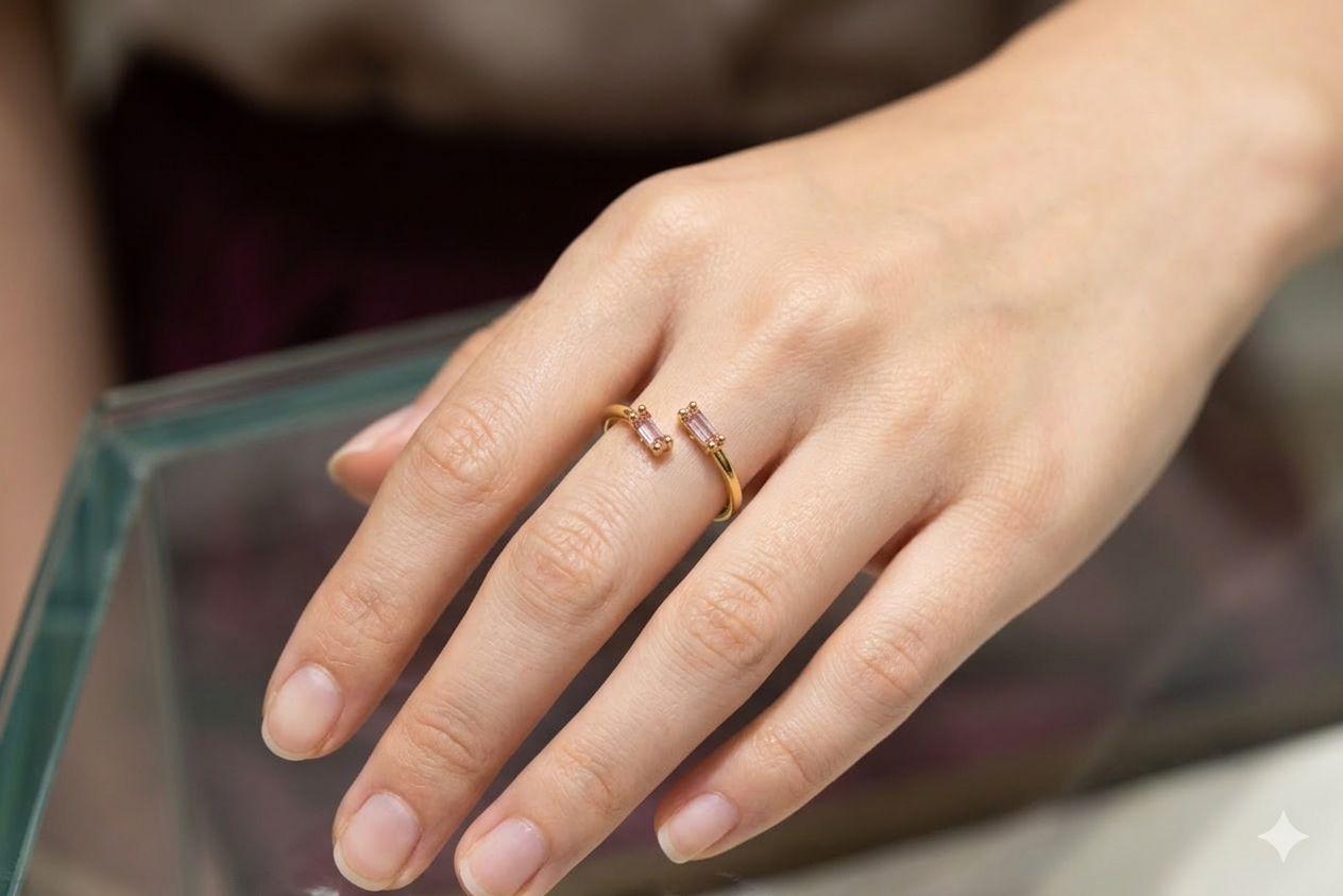 Blush Baguette Duo Ring