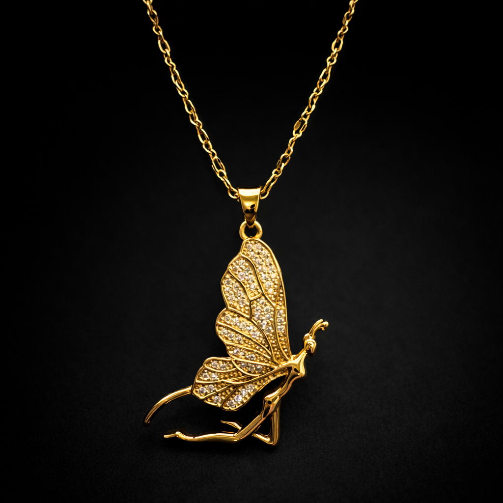 Golden Butterfly Sparkle Necklace
