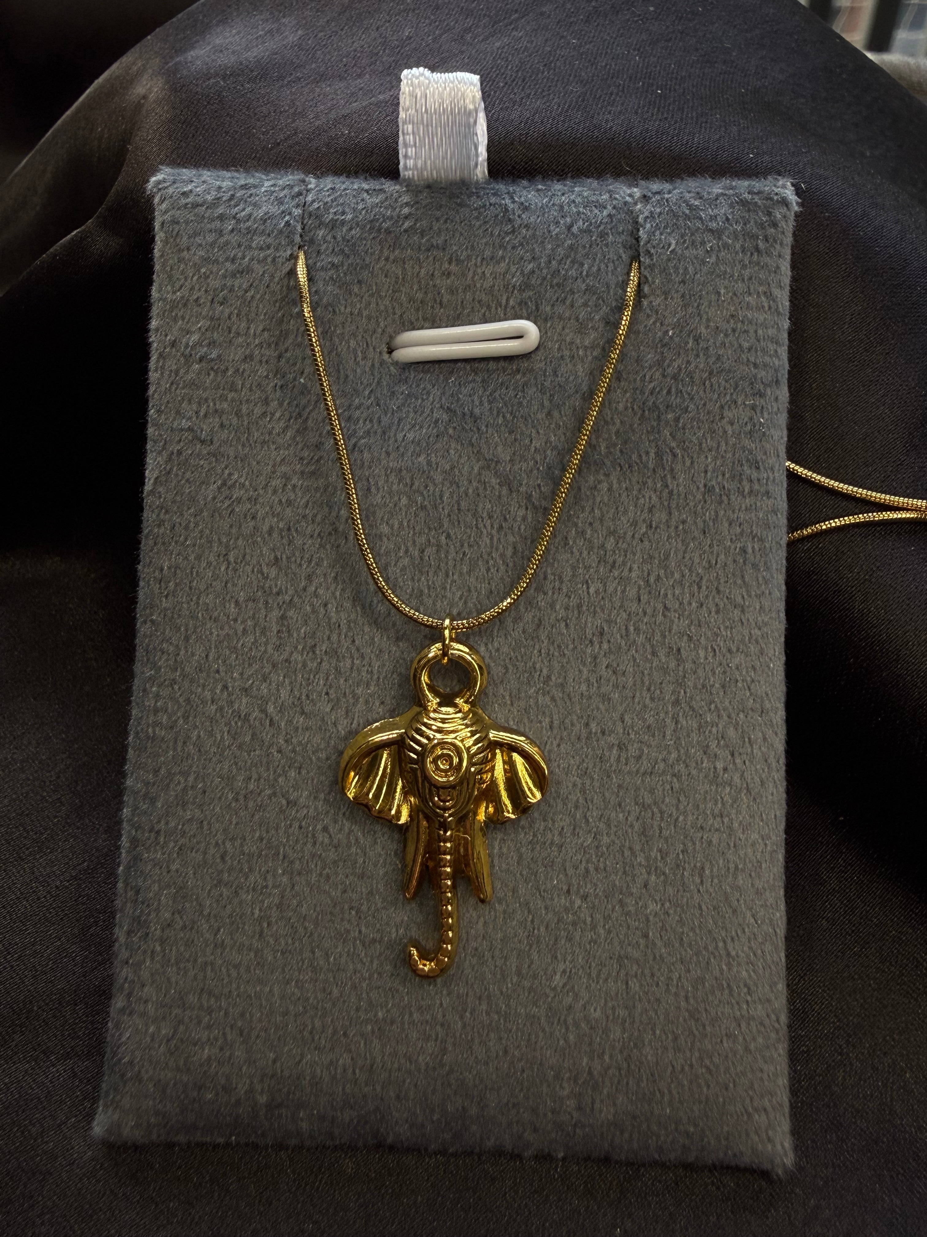 Golden Elephant Pendant Necklace