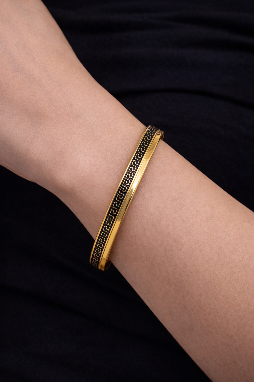Midnight Greek Key Bangle