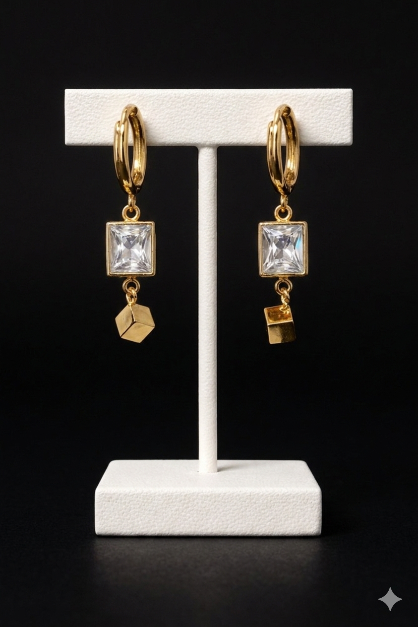 Golden Prism Crystal Drop Earrings