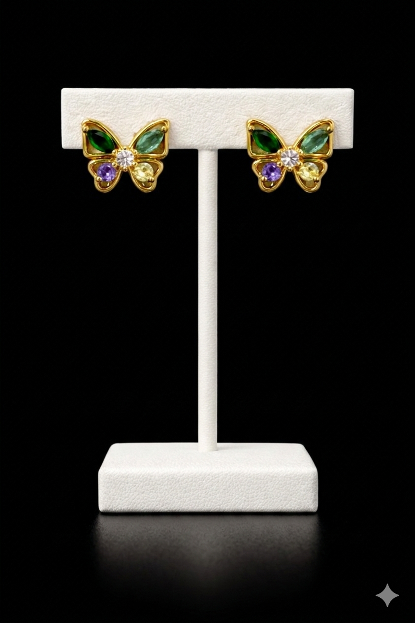 Golden Flutter Crystal Studs