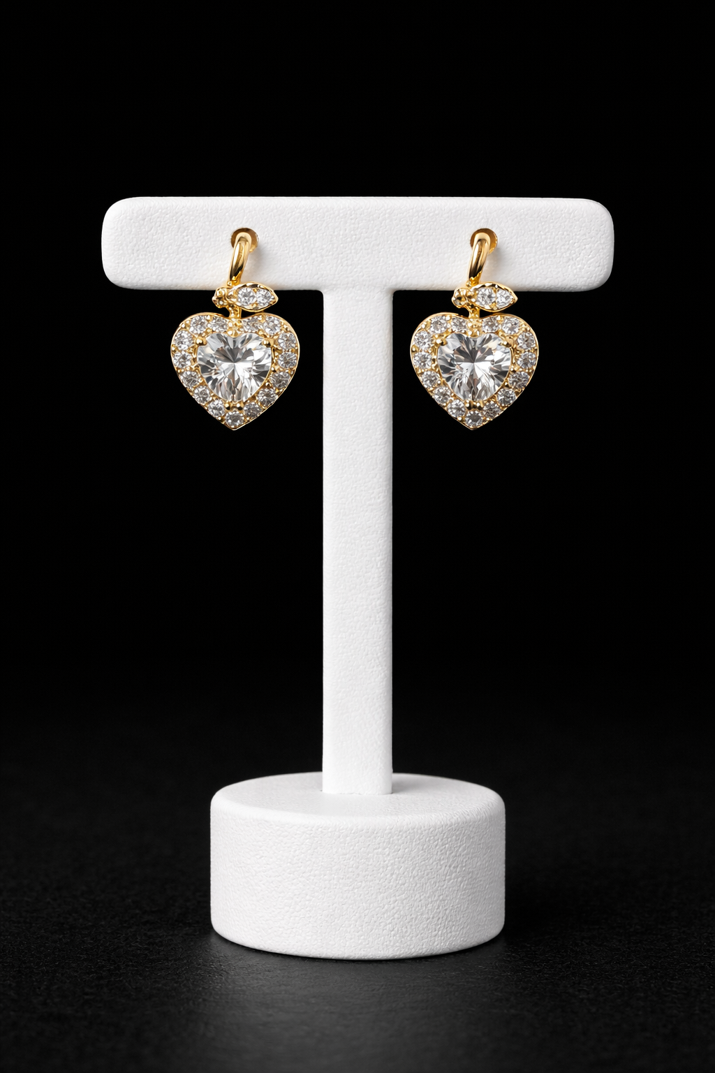 Golden Heart Sparkle Earrings