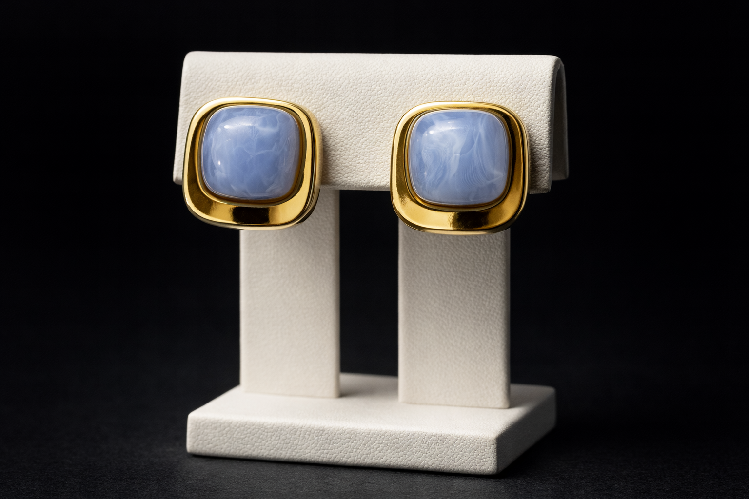 Blue Cloud Gold Earrings