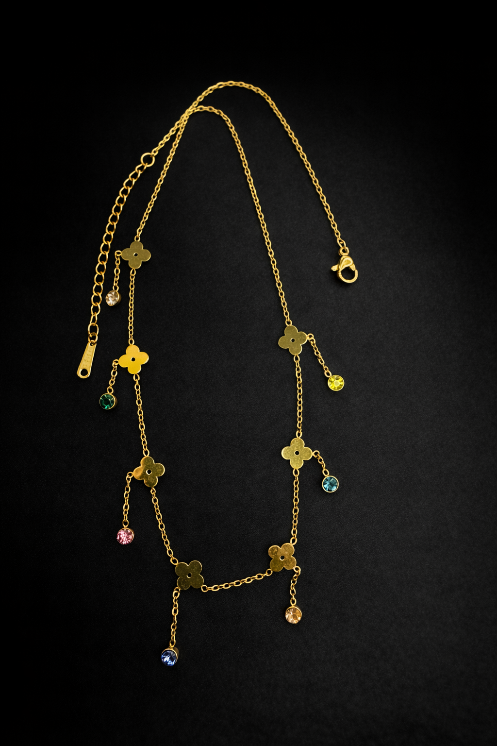 Aurora Clover Multicolor Charm Necklace