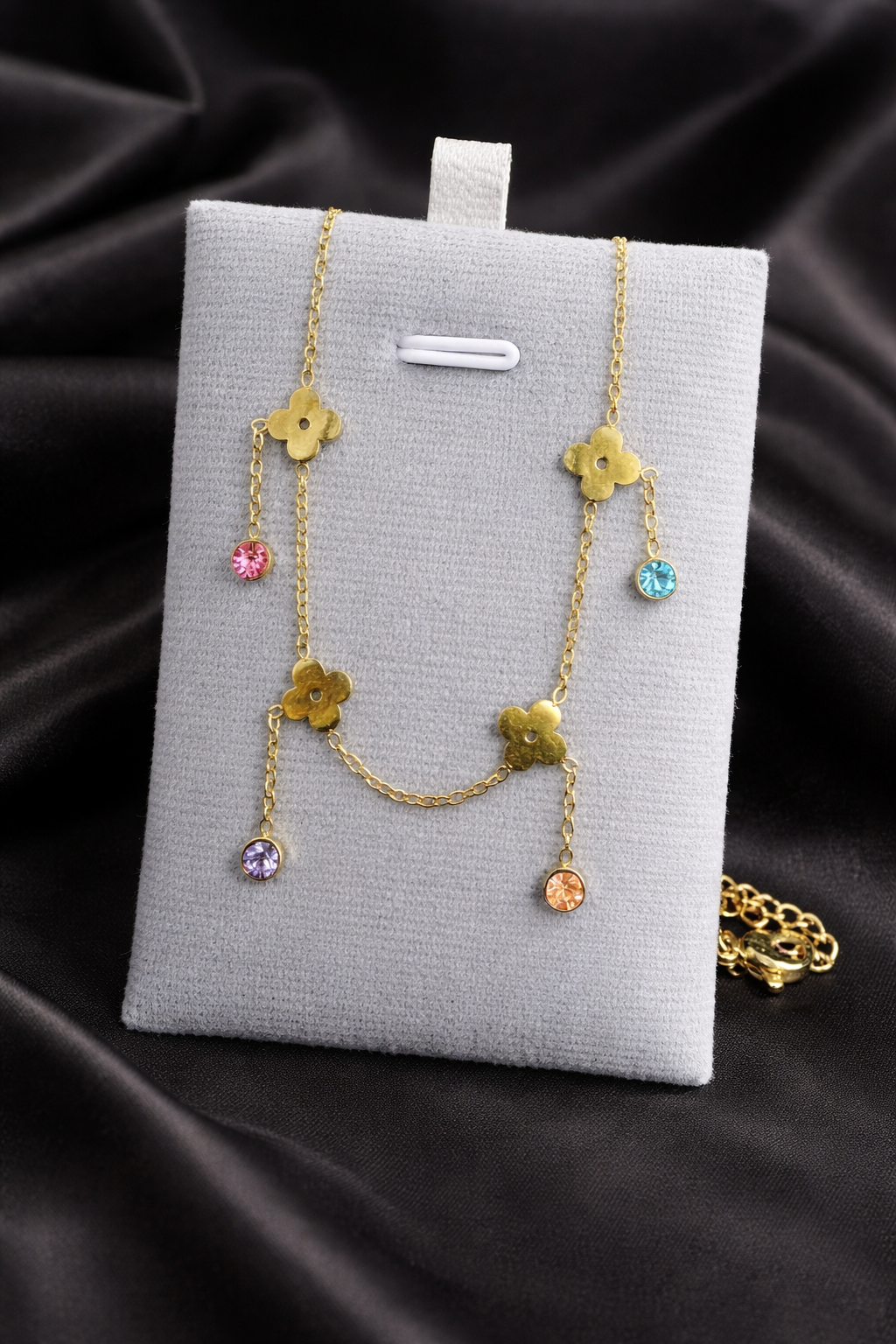 Aurora Clover Multicolor Charm Necklace