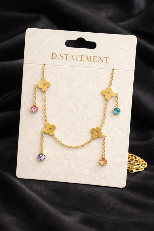 Aurora Clover Multicolor Charm Necklace