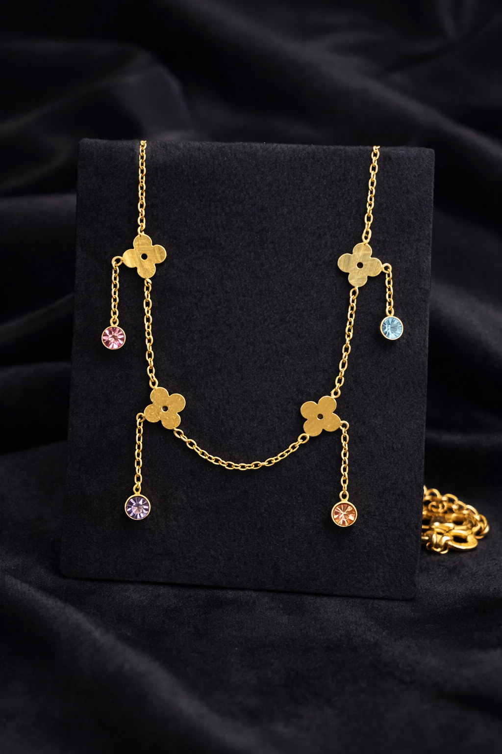 Aurora Clover Multicolor Charm Necklace