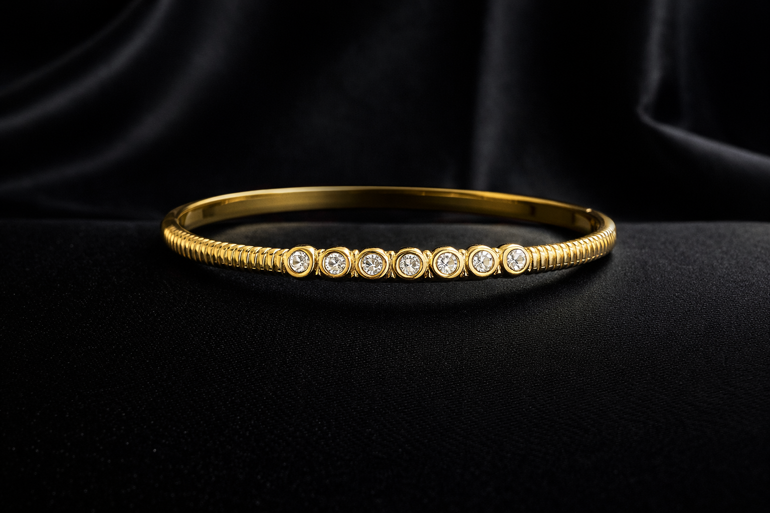 Bezel Diamond Gold Bangle