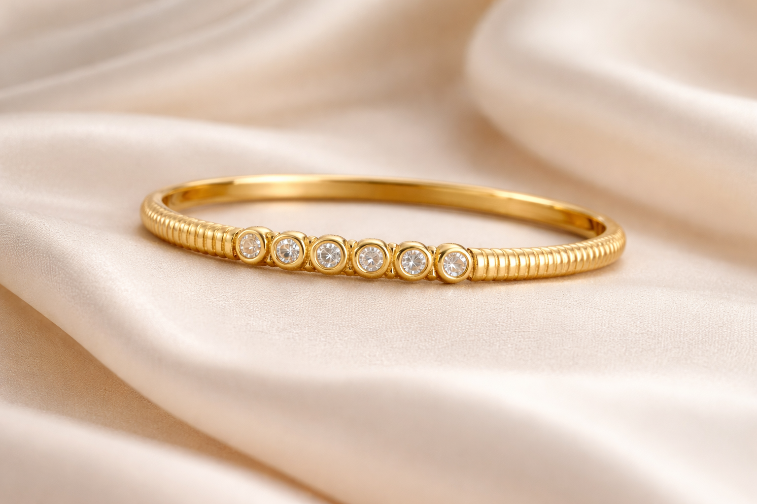 Bezel Diamond Gold Bangle
