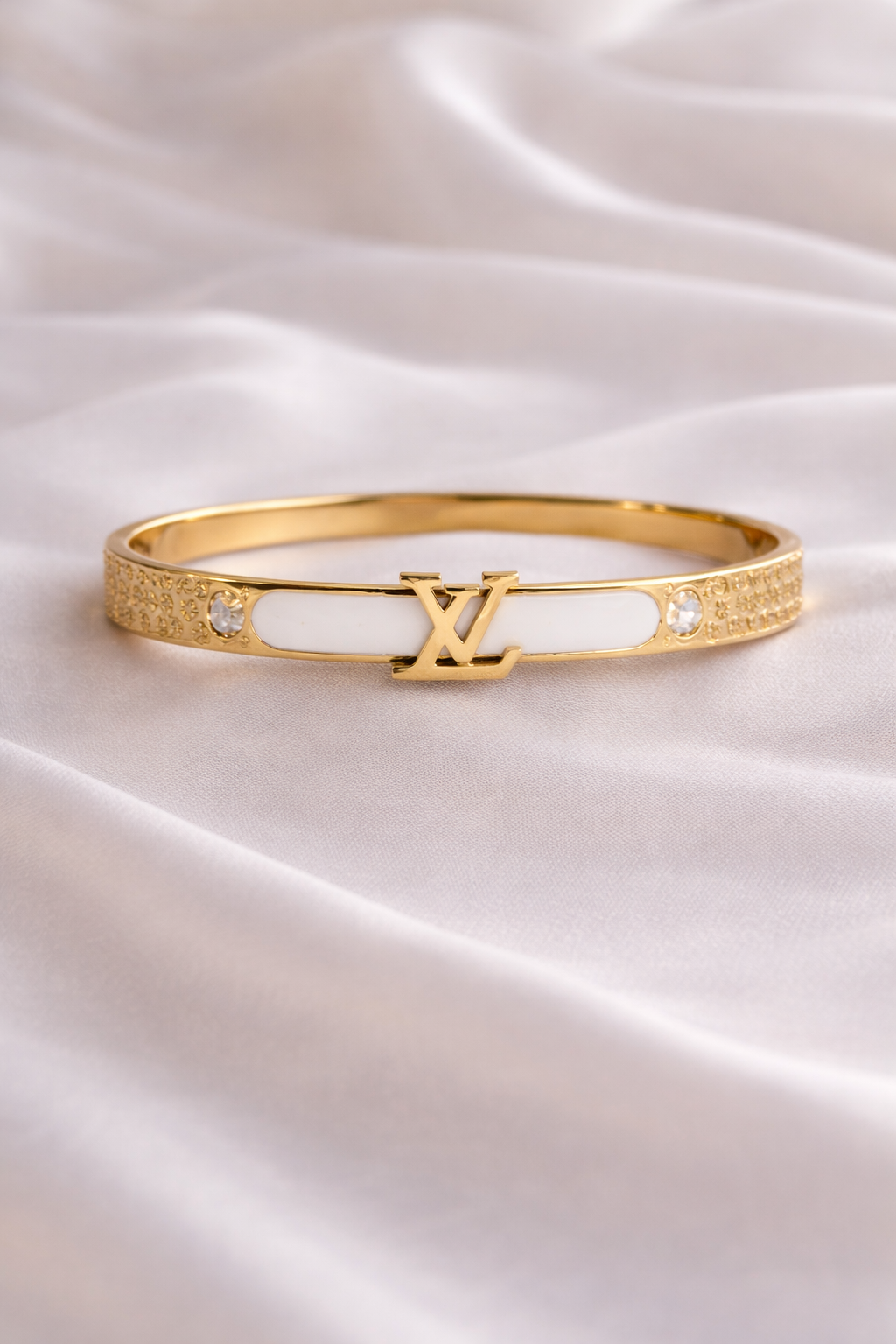 LV inspired gold bangle