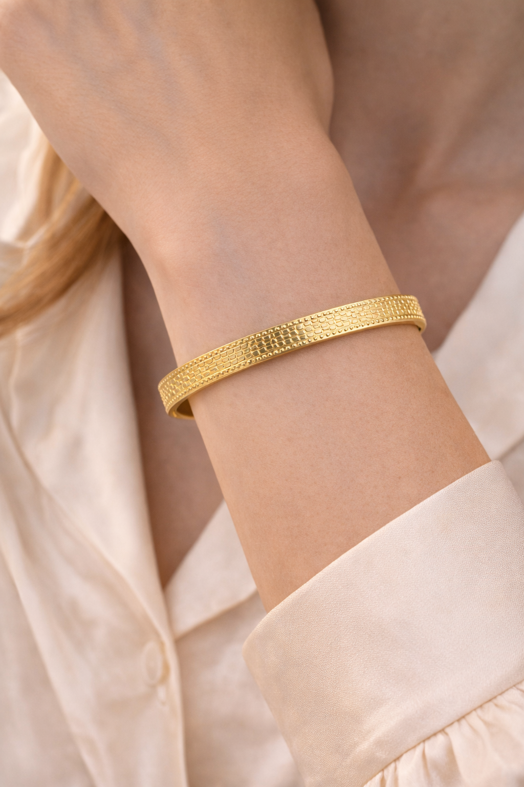 Textured Gold Finish Bangle